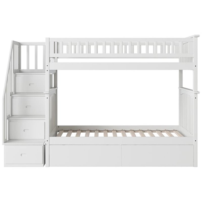 Atlantic Furniture Columbia Twin Over Twin Staircase Storage Bunk Bed
