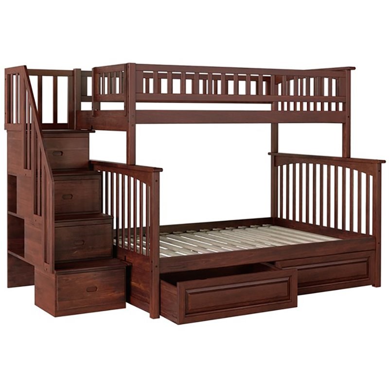 Full Staircase Storage Bunk Bed, Bunk Bed Twin Over Full With Stairs And Storage