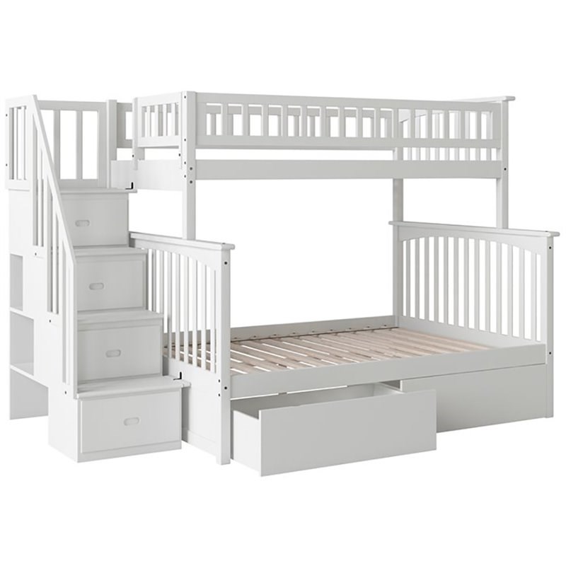 Atlantic Furniture Columbia Twin Over Full Staircase Storage Bunk Bed