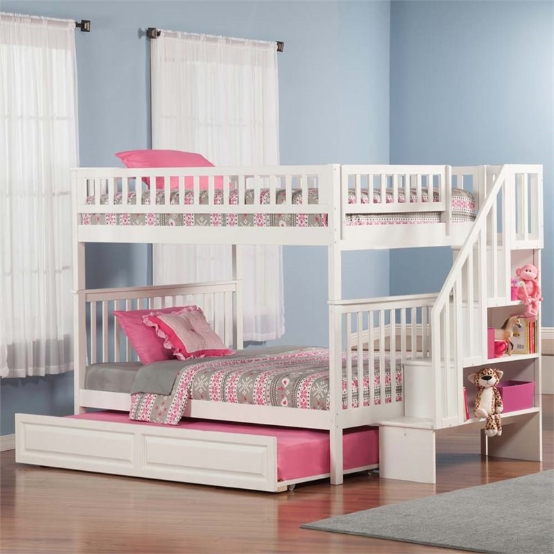 Staircase Trundle Bunk Bed, Woodland Bunk Bed With Trundle