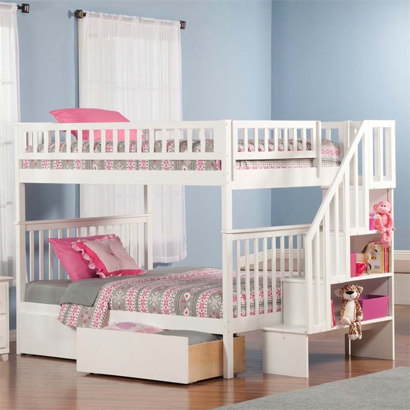 Atlantic Furniture Woodland Full Over Full Staircase Storage Bunk Bed