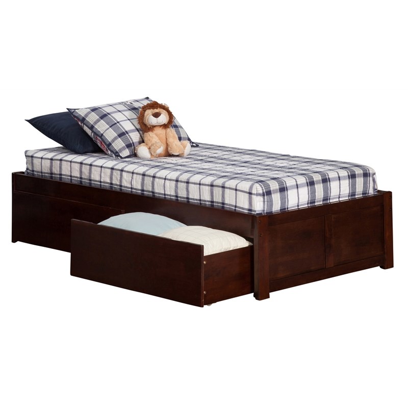 Atlantic Furniture Concord Twin XL Storage Platform Bed in Walnut