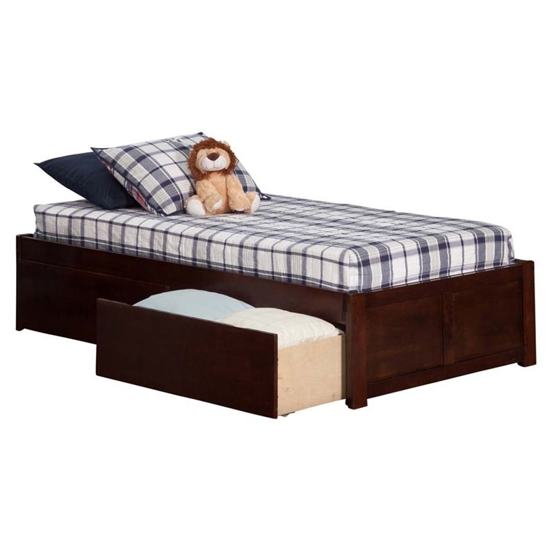 atlantic furniture concord twin xl storage platform bed in walnut