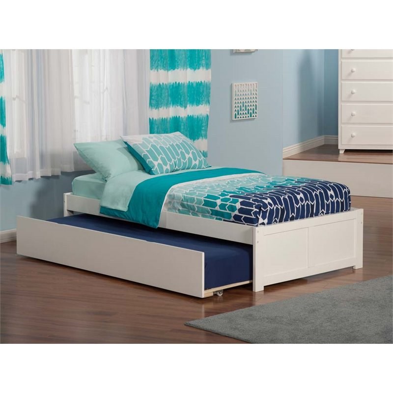 Atlantic Furniture Concord Urban Twin Trundle Platform Bed in White