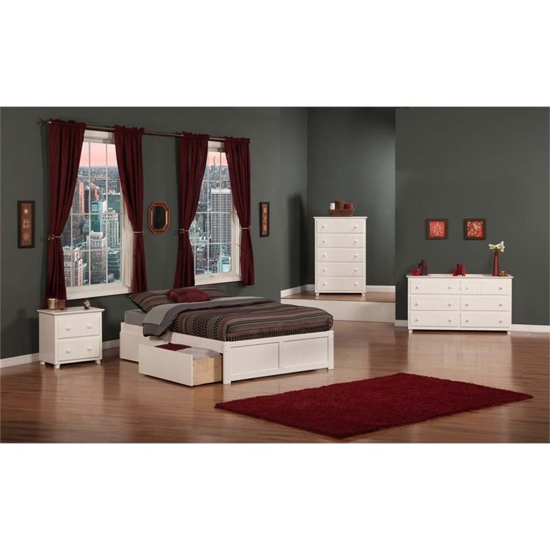 Atlantic Furniture Concord Urban Full Storage Platform Bed in White