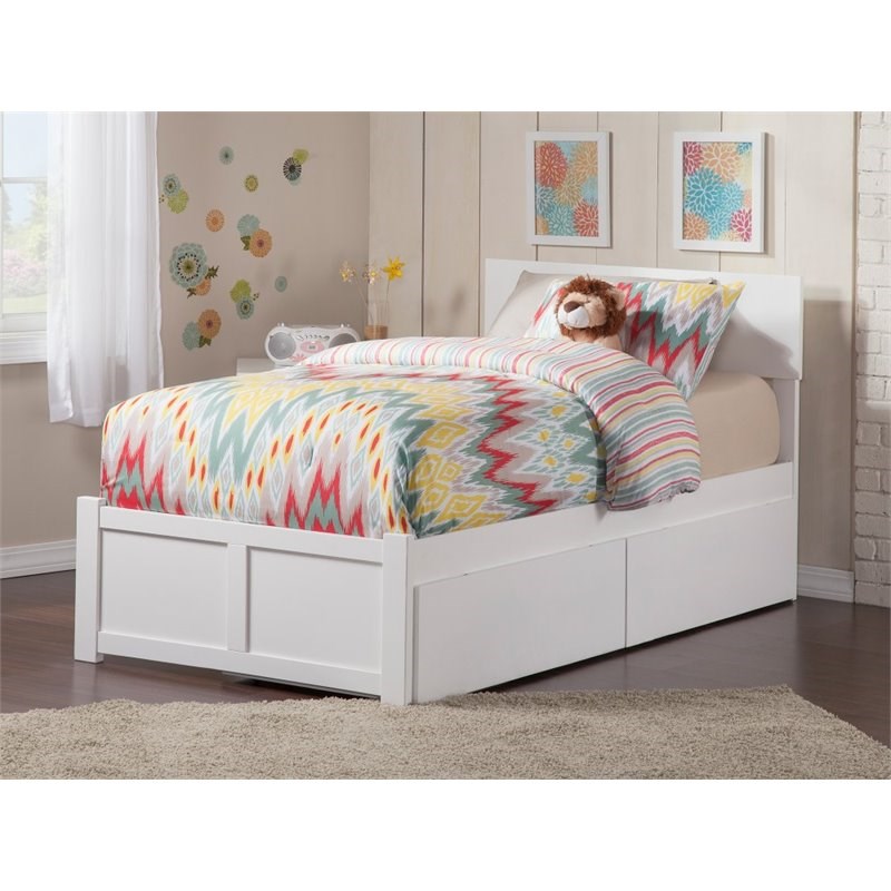 Atlantic Furniture Orlando Urban Twin XL Storage Platform Bed in White