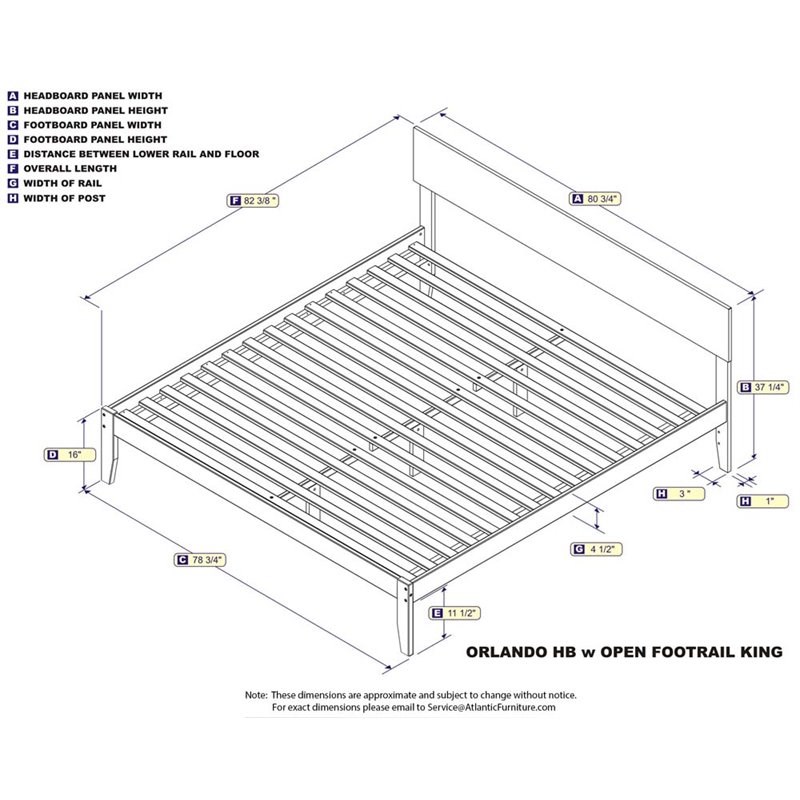 Atlantic Furniture Orlando King Panel Platform Bed in Walnut