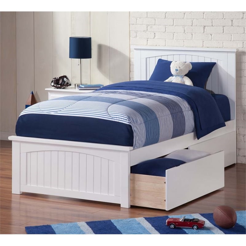 Atlantic Furniture Nantucket Twin XL Storage Platform Bed in White