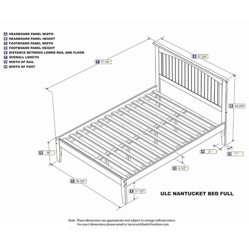 Atlantic Furniture Nantucket Full Panel Platform Bed in White