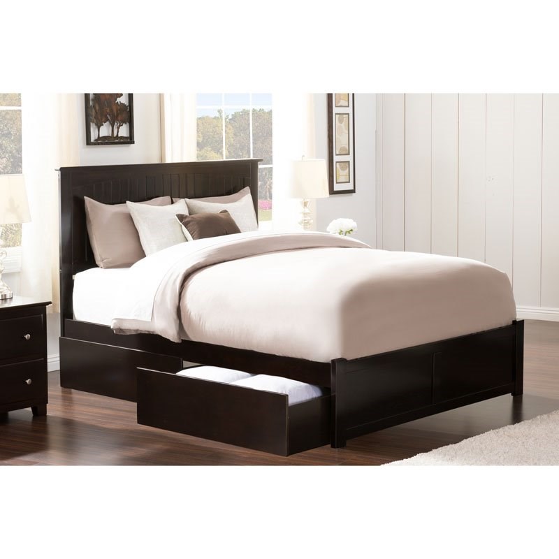 Atlantic Furniture Nantucket King Storage Platform Bed in Espresso