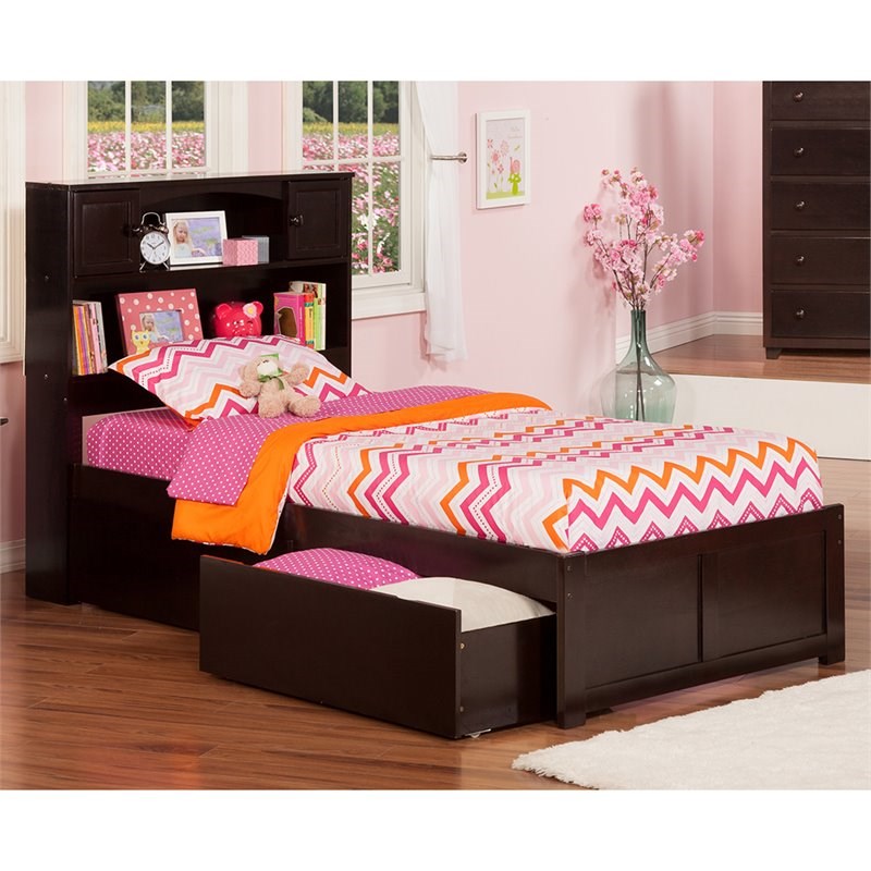 Atlantic Furniture Newport Twin XL Storage Platform Bed in Espresso