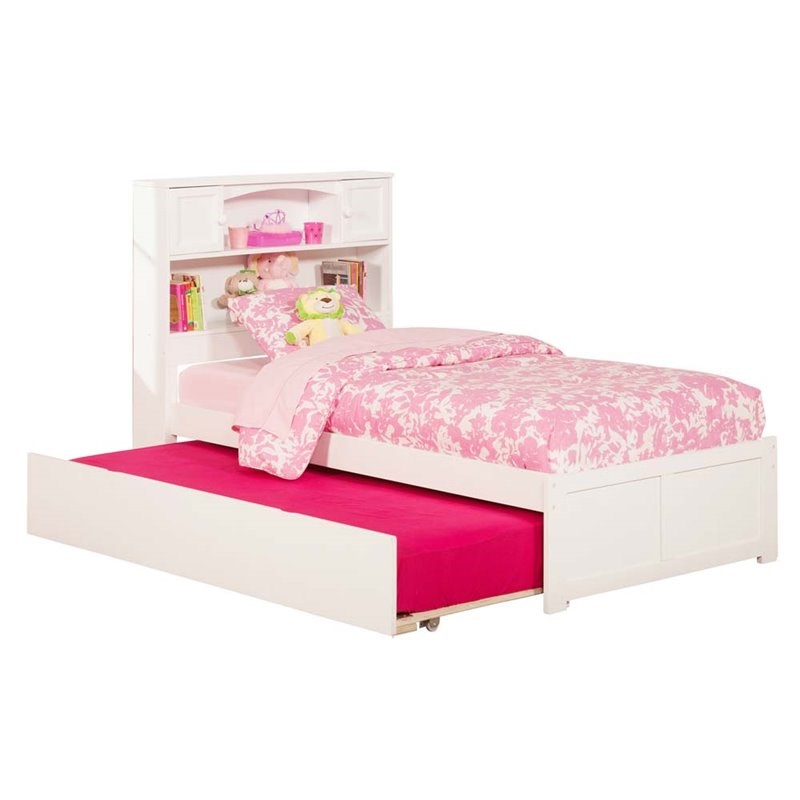 Atlantic Furniture Newport Urban Twin, White Bookcase Full Bed With Trundle