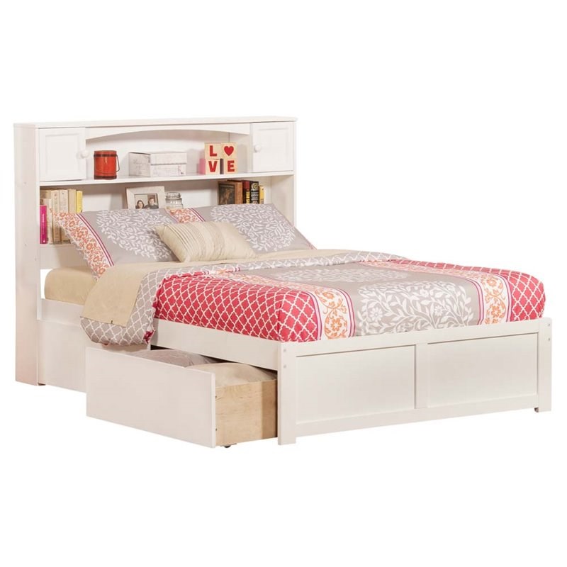 Atlantic Furniture Newport Urban Full Storage Platform Bed in White