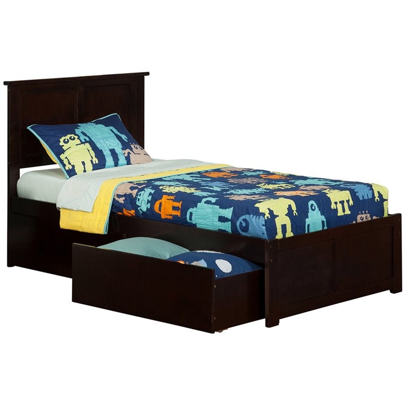 Atlantic Furniture Madison Twin XL Storage Platform Bed in Espresso