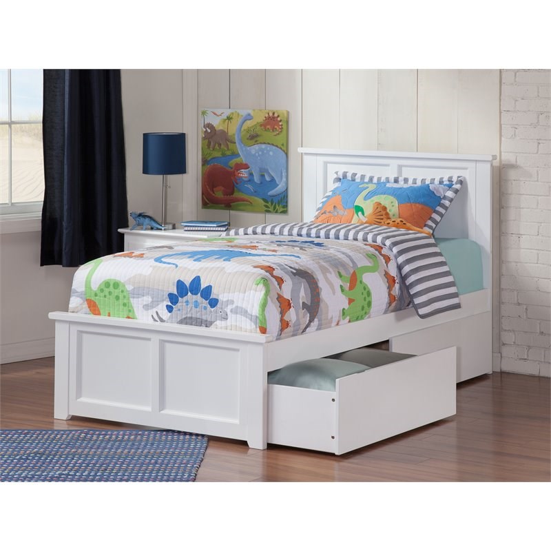 Atlantic Furniture Madison Urban Twin XL Storage Platform Bed in White