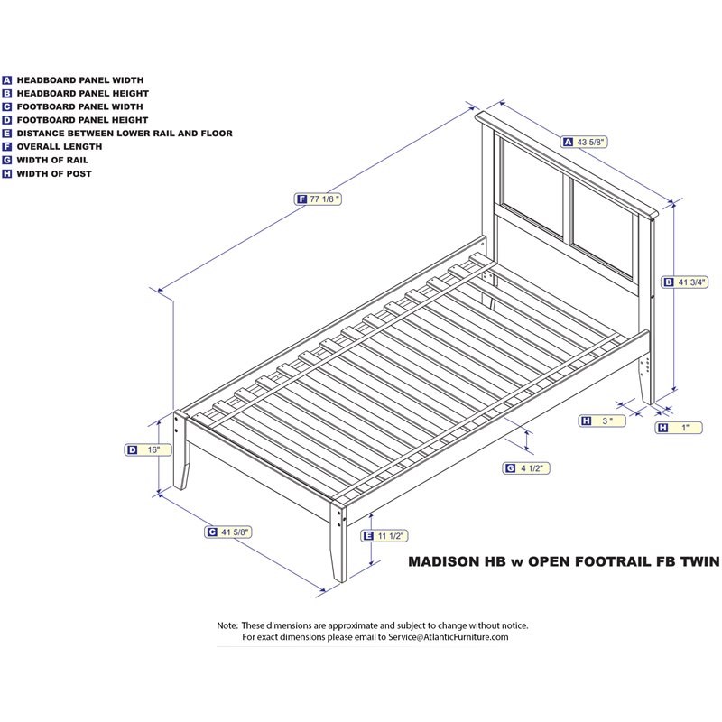Atlantic Furniture Madison Twin Panel Platform Bed in Walnut
