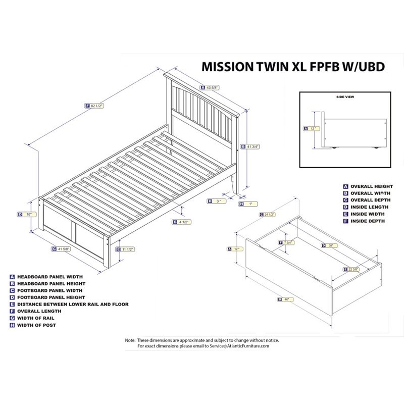 Atlantic Furniture Mission Twin XL Storage Platform Bed in Espresso