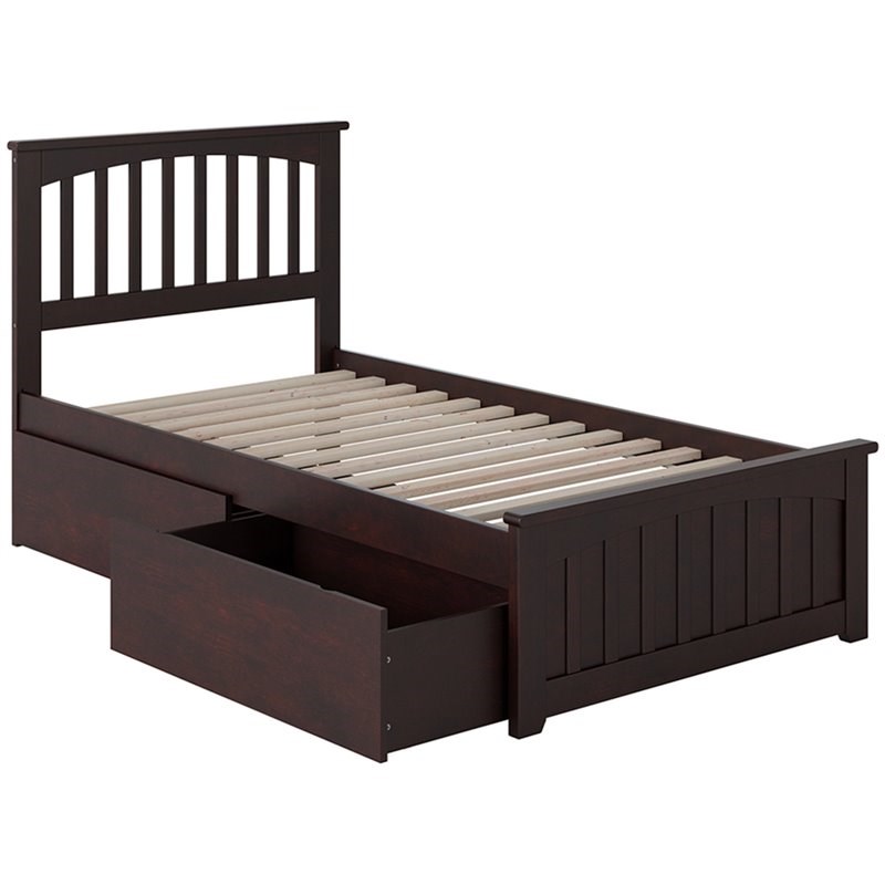 Atlantic Furniture Mission Twin XL Storage Platform Bed in Espresso