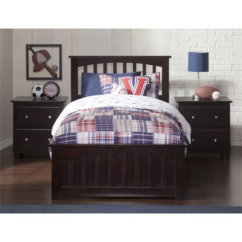 Atlantic Furniture Mission Twin Spindle Bed in Espresso