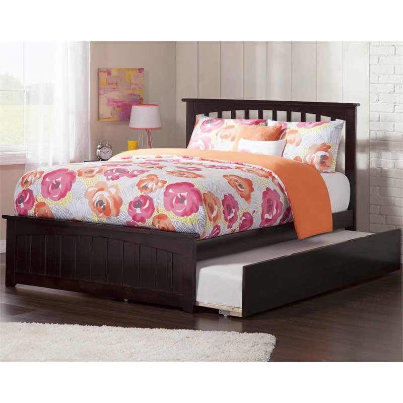 Atlantic Furniture Mission Full Spindle Bed with Trundle in Espresso