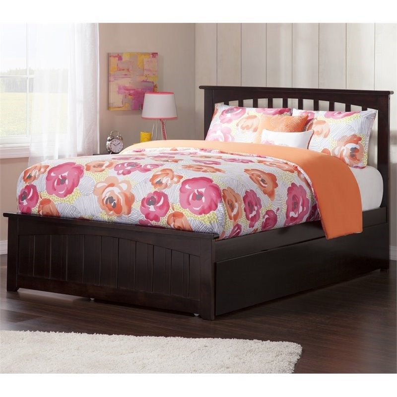 Atlantic Furniture Mission Full Spindle Bed with Trundle in Espresso