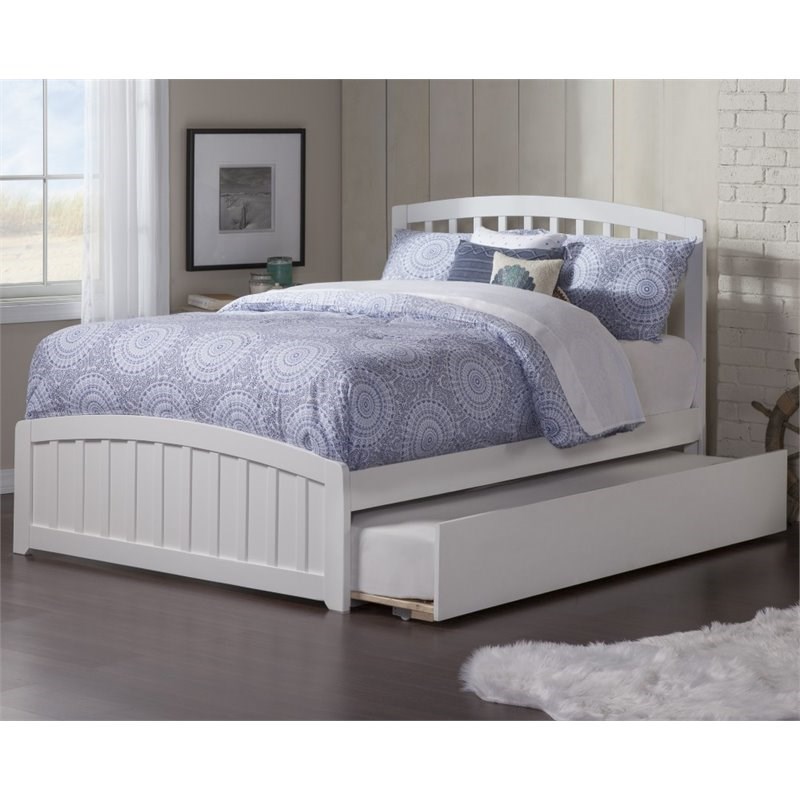 Atlantic Furniture Richmond Full Spindle Bed with Trundle in White