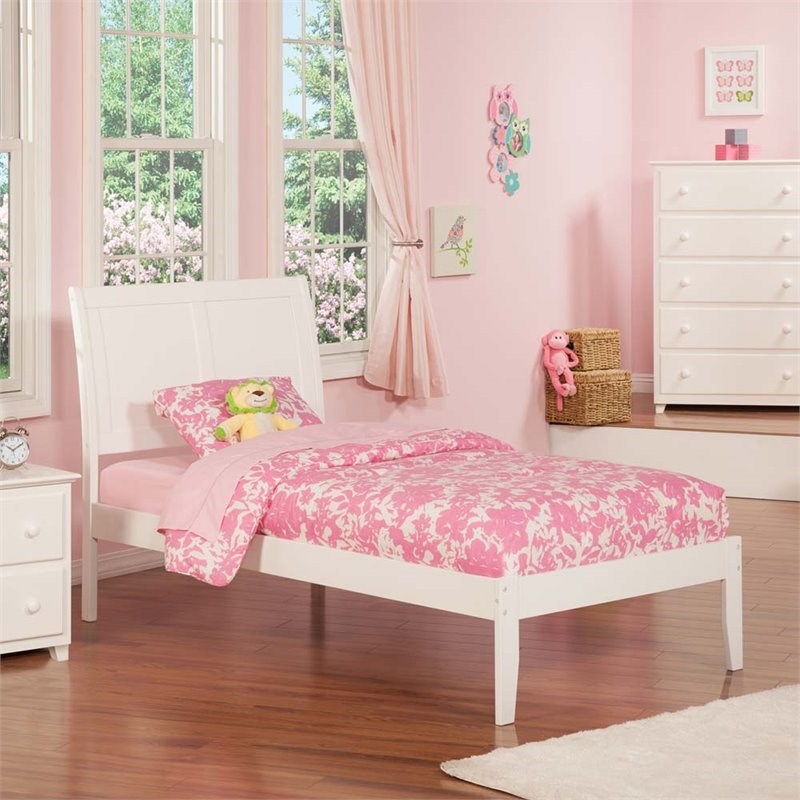 Atlantic Furniture Portland Twin XL Sleigh Platform Bed in White