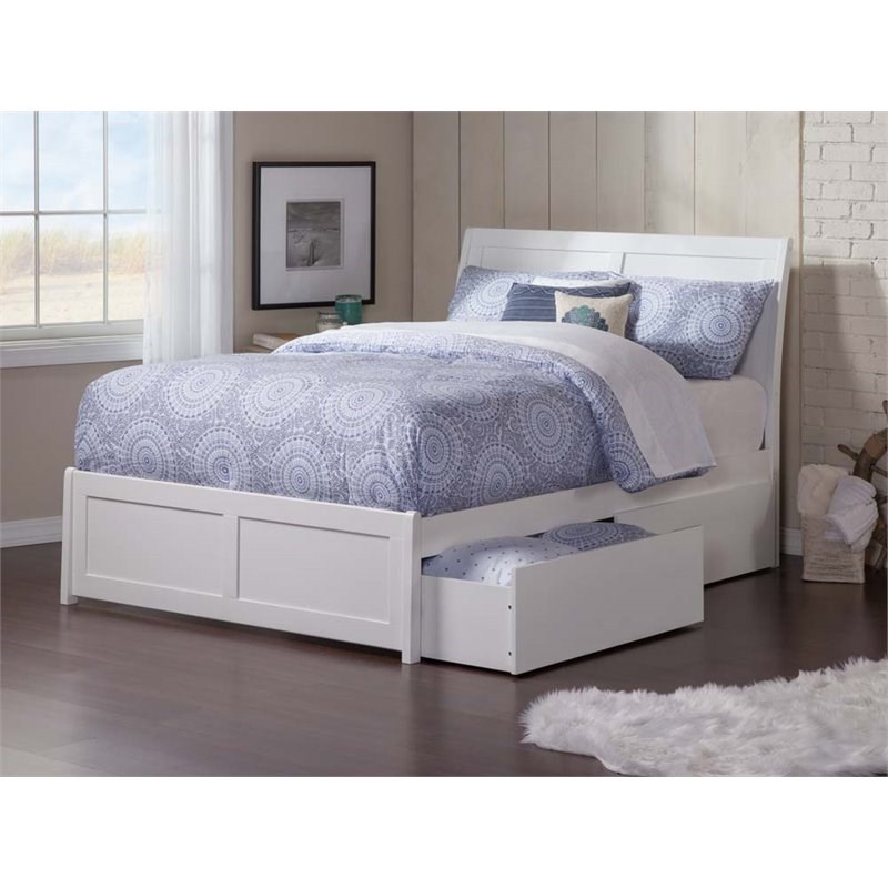 atlantic furniture portland twin xl storage platform bed in white