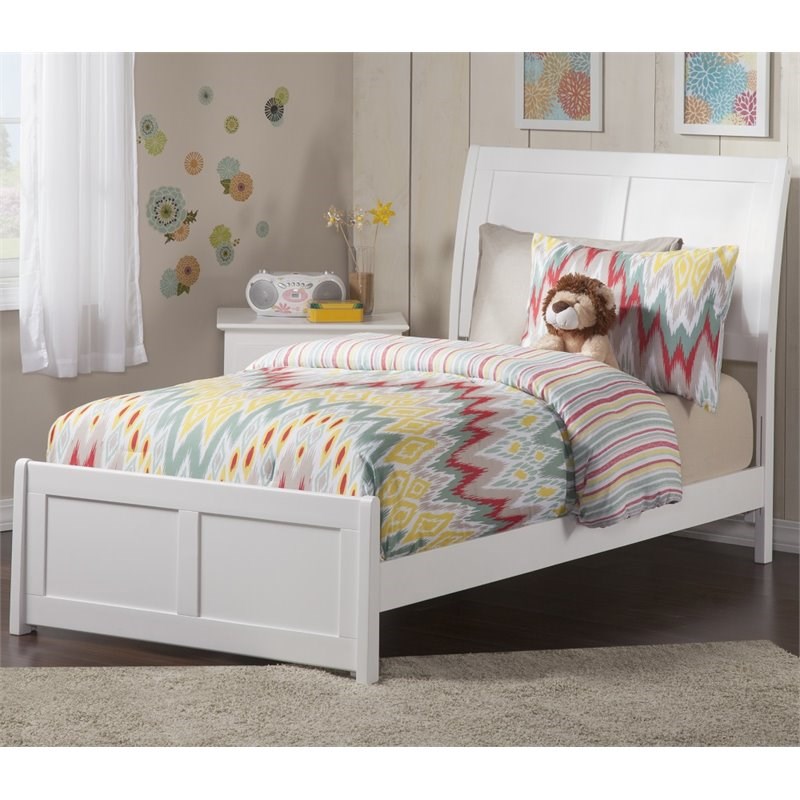 Atlantic Furniture Portland Twin Sleigh Bed in White