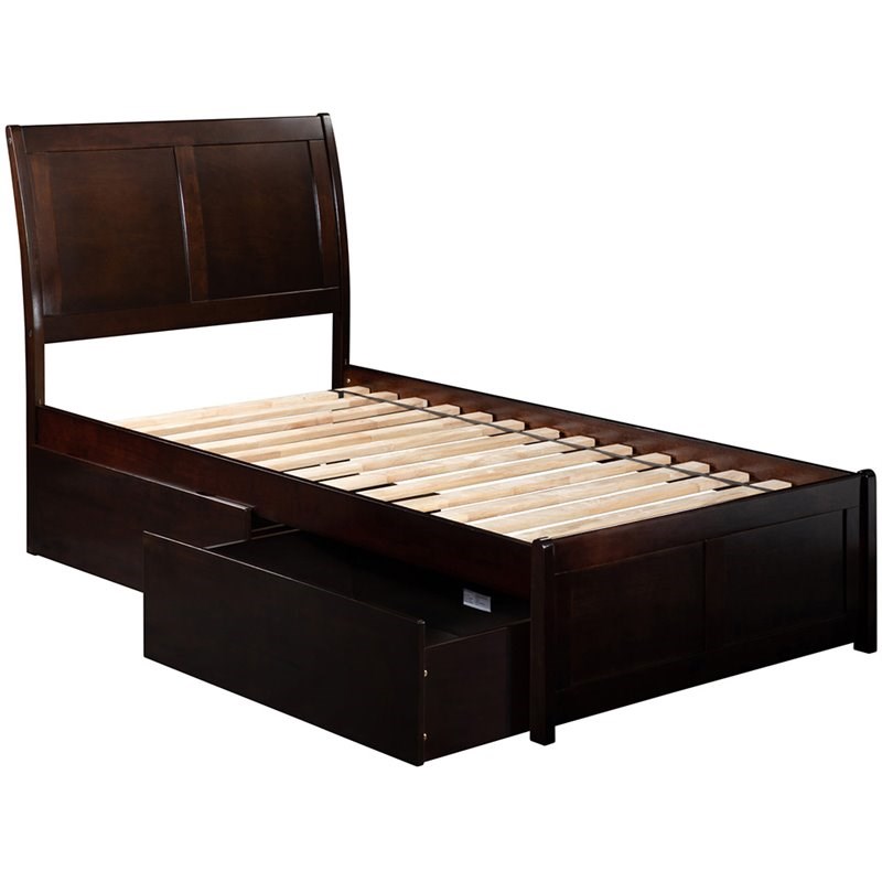 Atlantic Furniture Portland Twin Storage Sleigh Bed in Espresso
