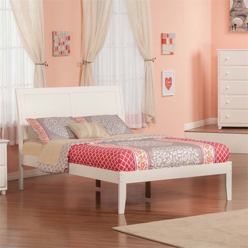 Atlantic Furniture Portland Full Sleigh Platform Bed in White