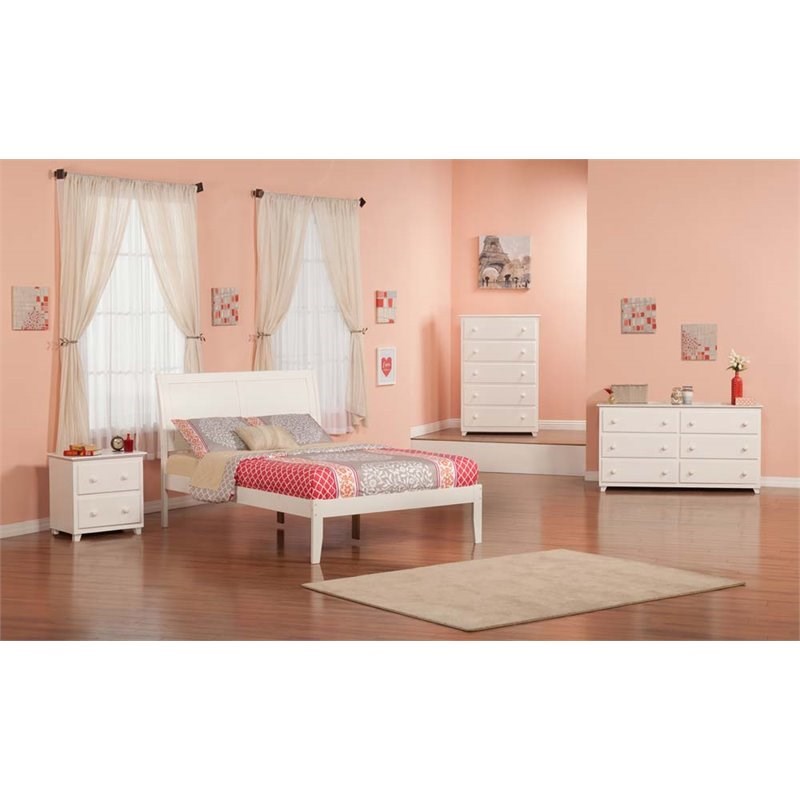 Atlantic Furniture Portland Full Sleigh Platform Bed in White