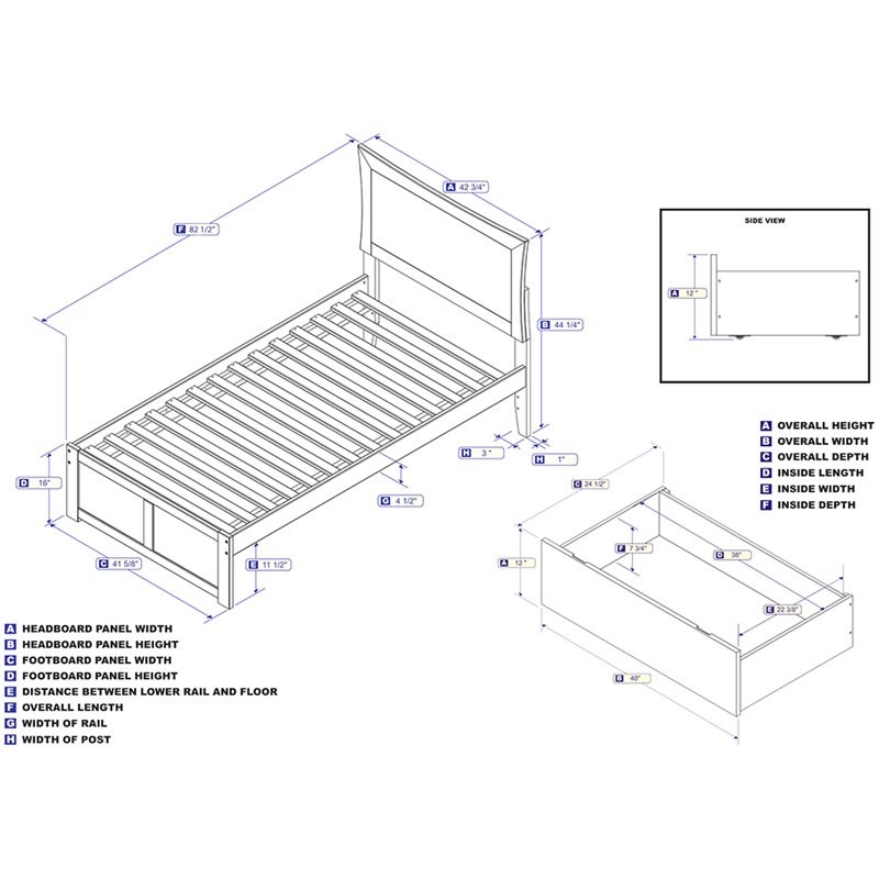 Atlantic Furniture Metro Twin XL Storage Platform Bed in Espresso