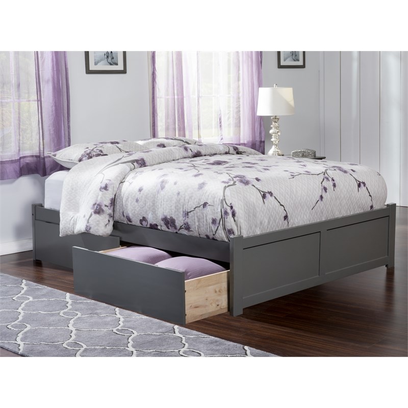 Atlantic Furniture Concord King Mates Storage Bed in Gray | Homesquare