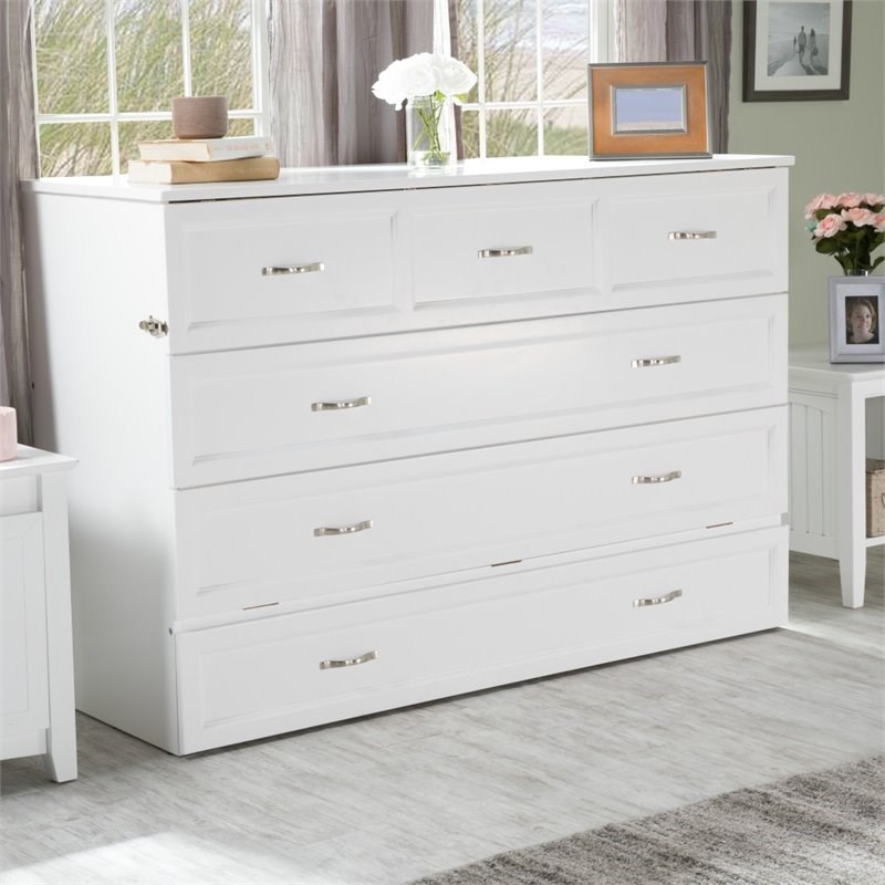 Atlantic Furniture Deerfield Queen Murphy Bed Chest in White Homesquare