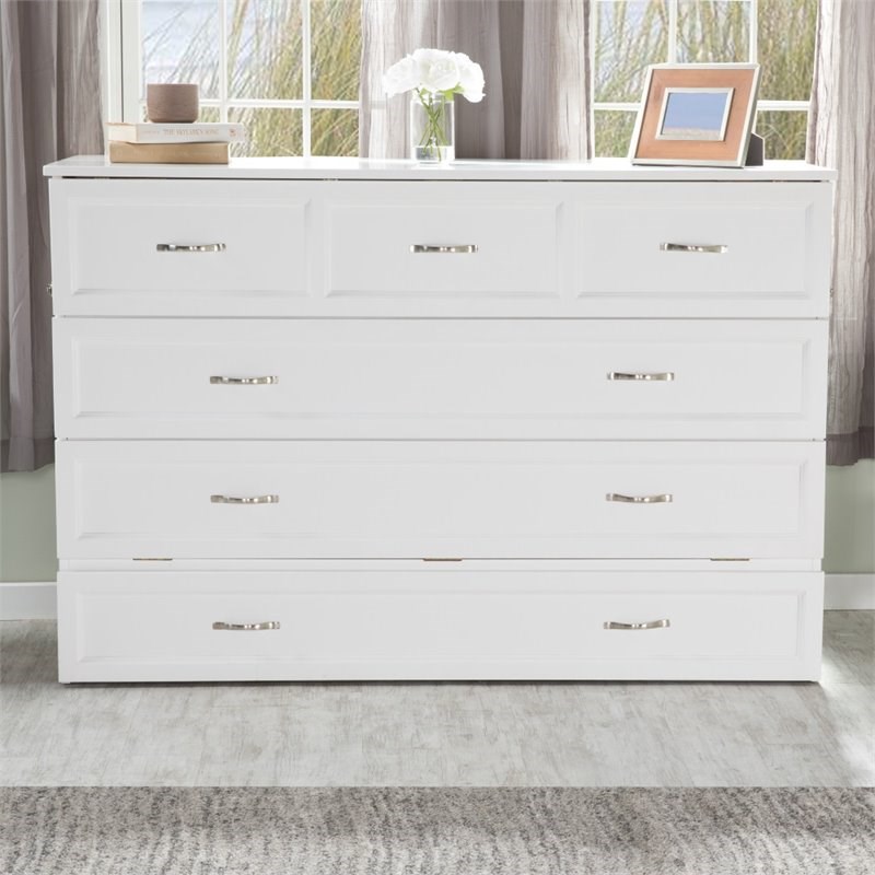 Atlantic Furniture Deerfield Queen Murphy Bed Chest in White Homesquare