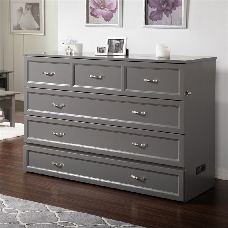 Atlantic Furniture Deerfield Queen Murphy Bed Chest in Gray Homesquare
