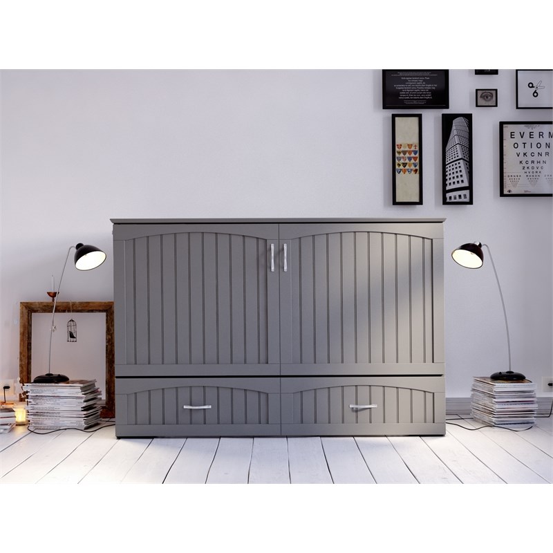 AFI Southhampton Queen Murphy Bed Chest in Gray Homesquare