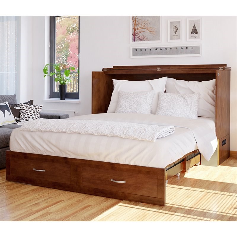 Atlantic Furniture Hamilton Queen Murphy Bed Chest in Walnut Homesquare