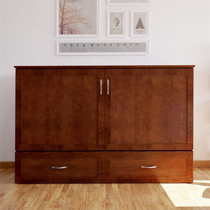 Atlantic Furniture Hamilton Queen Murphy Bed Chest in Walnut Homesquare