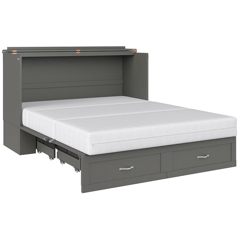 Atlantic Furniture Hamilton Queen Murphy Bed Chest in Gray Homesquare