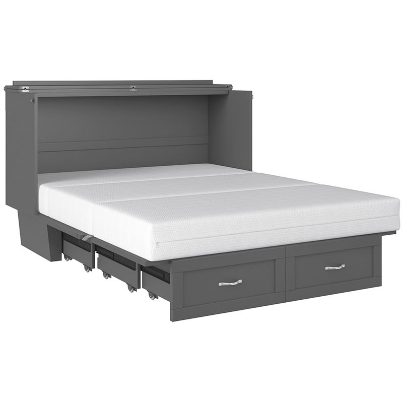 atlantic furniture monroe queen murphy bed chest in gray ac634149