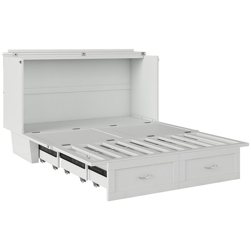 Atlantic Furniture Monroe Queen Murphy Bed Chest in White | Homesquare