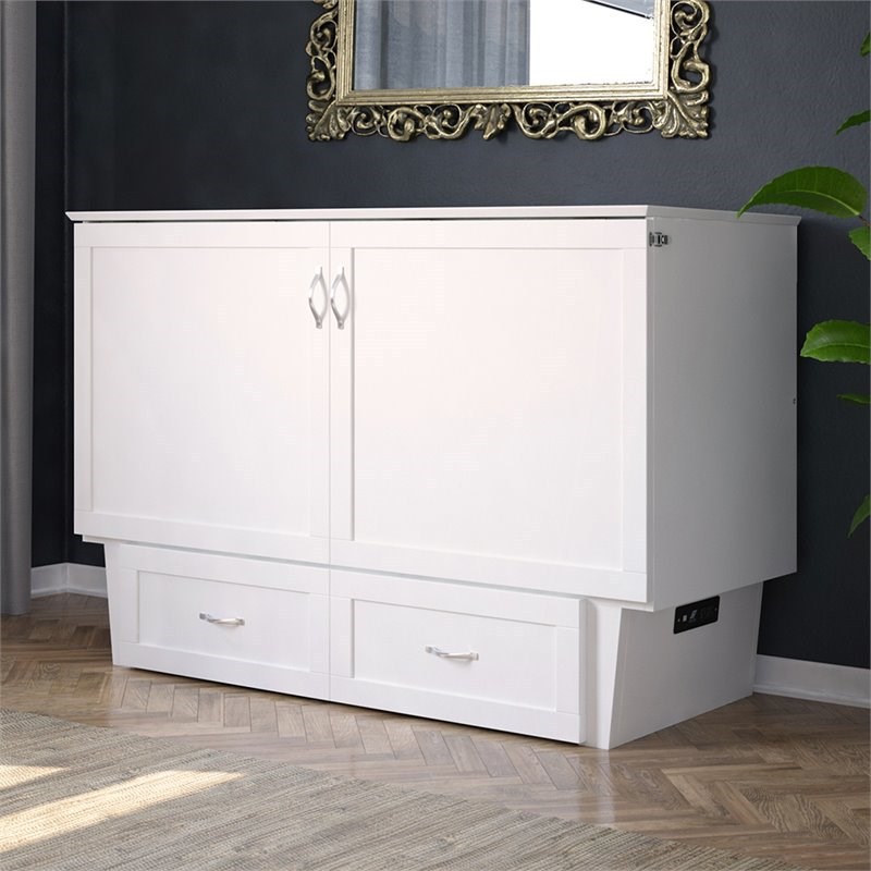 Atlantic Furniture Monroe Queen Murphy Bed Chest in White Homesquare