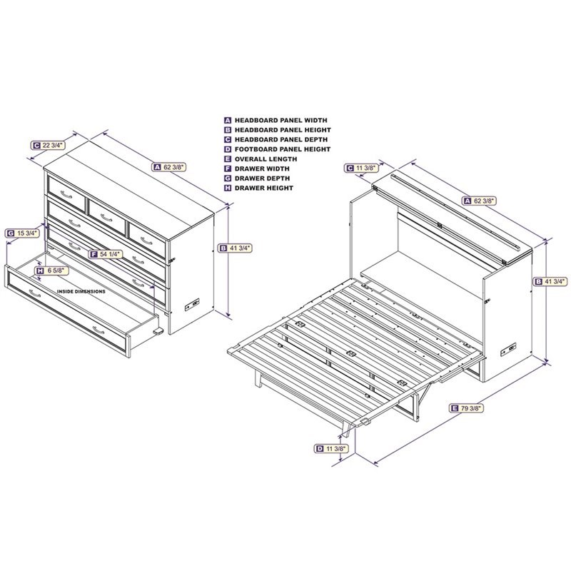 AFI Deerfield Queen Murphy Bed Chest in Driftwood | Homesquare