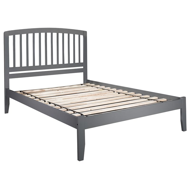 Atlantic Furniture Richmond Wood Queen Platform Bed with Open Foot Board in Gray
