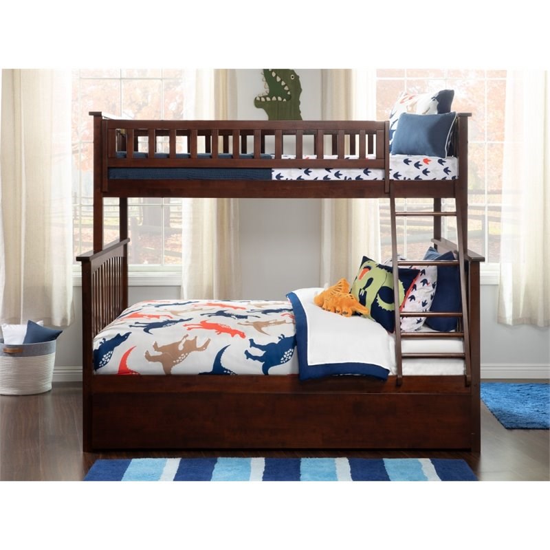 Atlantic Furniture Columbia Twin over Full Bunk Bed with Trundle in Walnut