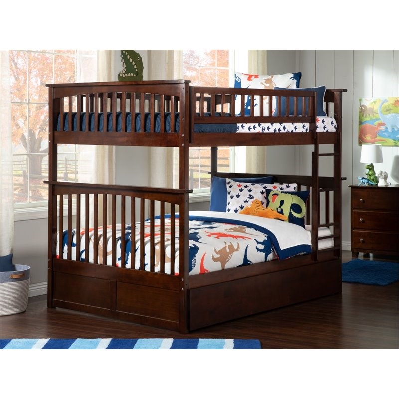 Atlantic Furniture Columbia Full over Full Bunk Bed with Trundle in Walnut