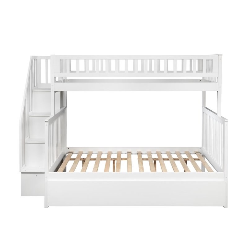 Atlantic Furniture Woodland Twin over Full Bunk Bed with Trundle in White