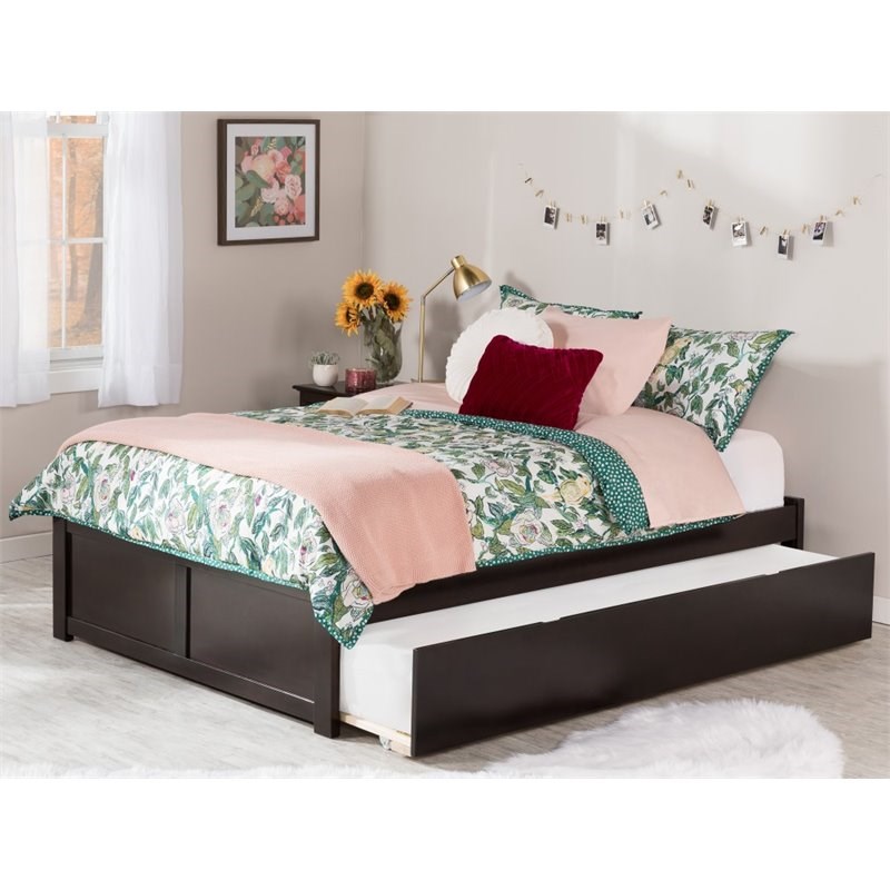 Atlantic Furniture Concord Full Platform Panel Bed with Trundle in Espresso